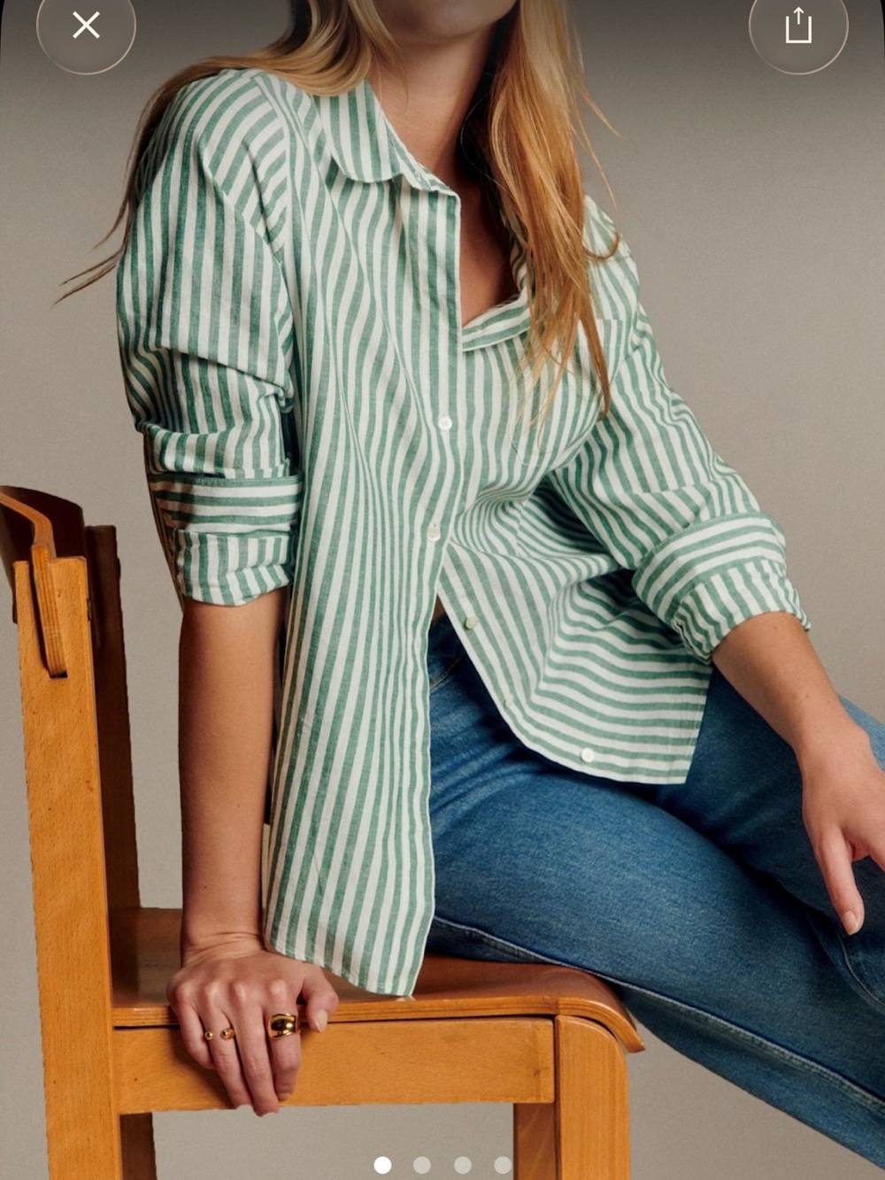 Sezane Striped Green Shirts